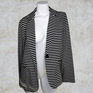 Philosophy Republic Clothing Black and White Striped Women's Blazer / Jacket